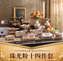Load image into Gallery viewer, Chinese fruit plate set奢华欧式树脂花瓶水果盘烟灰缸纸巾盒套装创意家居装饰工艺品摆件