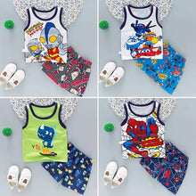 Load image into Gallery viewer, Spider-Man儿童背心短裤套装夏季男童蜘蛛侠衣服超薄透气无袖宝宝薄款纯棉潮