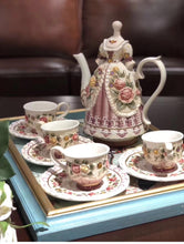 Load image into Gallery viewer, Coffee cup set玫瑰欧式陶瓷咖啡杯碟套装咖啡壶下午茶花茶壶茶杯 创意结婚礼物