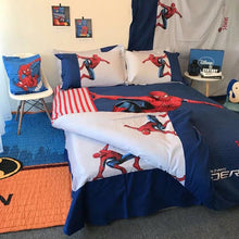 将图片加载到图库查看器,China Children'Spider-Man男孩卡通儿童蜘蛛侠纯棉四件套全棉被套床单床上用品学生三件套