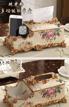 Load image into Gallery viewer, Chinese fruit plate set奢华欧式树脂花瓶水果盘烟灰缸纸巾盒套装创意家居装饰工艺品摆件