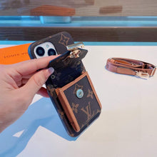 将图片加载到图库查看器,LVPassy Mobile phone shell系列卡袋手机壳,经典老花斜挎卡包,零钱包。针织肩带🉑️拆卸