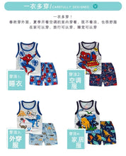 Load image into Gallery viewer, Spider-Man儿童背心短裤套装夏季男童蜘蛛侠衣服超薄透气无袖宝宝薄款纯棉潮