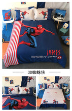将图片加载到图库查看器,China Children'Spider-Man男孩卡通儿童蜘蛛侠纯棉四件套全棉被套床单床上用品学生三件套