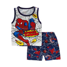 Load image into Gallery viewer, Spider-Man儿童背心短裤套装夏季男童蜘蛛侠衣服超薄透气无袖宝宝薄款纯棉潮