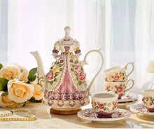 Load image into Gallery viewer, Coffee cup set玫瑰欧式陶瓷咖啡杯碟套装咖啡壶下午茶花茶壶茶杯 创意结婚礼物