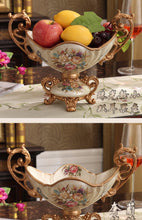 Load image into Gallery viewer, Chinese fruit plate set奢华欧式树脂花瓶水果盘烟灰缸纸巾盒套装创意家居装饰工艺品摆件