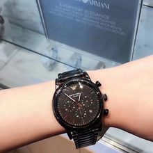 Load image into Gallery viewer, 🇺🇸美国直邮】Emporio Armani阿玛尼 男表男士石英时装表AR5980 银色/黑。