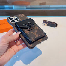 将图片加载到图库查看器,LVPassy Mobile phone shell系列卡袋手机壳,经典老花斜挎卡包,零钱包。针织肩带🉑️拆卸