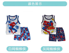 Load image into Gallery viewer, Spider-Man儿童背心短裤套装夏季男童蜘蛛侠衣服超薄透气无袖宝宝薄款纯棉潮