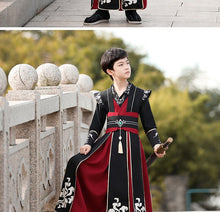 将图片加载到图库查看器，Children&#39;s Hanfu Boy&#39;s Handsome Student&#39;s Ancient Costume Chinese Style Xiake Young Master&#39;s Tang Costume Performance Suit Autumn and Winter Suit儿童汉服男童帅气学生古装中国风侠客公子少爷唐装表演服秋冬套装
