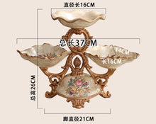 将图片加载到图库查看器，Chinese fruit plate set奢华欧式树脂花瓶水果盘烟灰缸纸巾盒套装创意家居装饰工艺品摆件
