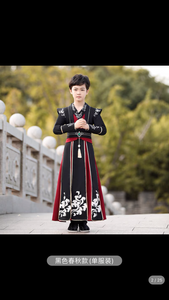 Children's Hanfu Boy's Handsome Student's Ancient Costume Chinese Style Xiake Young Master's Tang Costume Performance Suit Autumn and Winter Suit儿童汉服男童帅气学生古装中国风侠客公子少爷唐装表演服秋冬套装