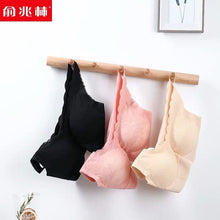 将图片加载到图库查看器，俞兆林泰国乳胶内衣女无痕钢圈小胸聚拢收副乳蕾丝美背心式文胸
