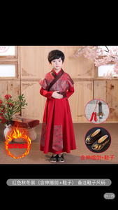 Children's Hanfu Boy's Handsome Student's Ancient Costume Chinese Style Xiake Young Master's Tang Costume Performance Suit Autumn and Winter Suit儿童汉服男童帅气学生古装中国风侠客公子少爷唐装表演服秋冬套装