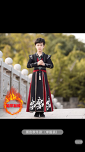 将图片加载到图库查看器，Children&#39;s Hanfu Boy&#39;s Handsome Student&#39;s Ancient Costume Chinese Style Xiake Young Master&#39;s Tang Costume Performance Suit Autumn and Winter Suit儿童汉服男童帅气学生古装中国风侠客公子少爷唐装表演服秋冬套装
