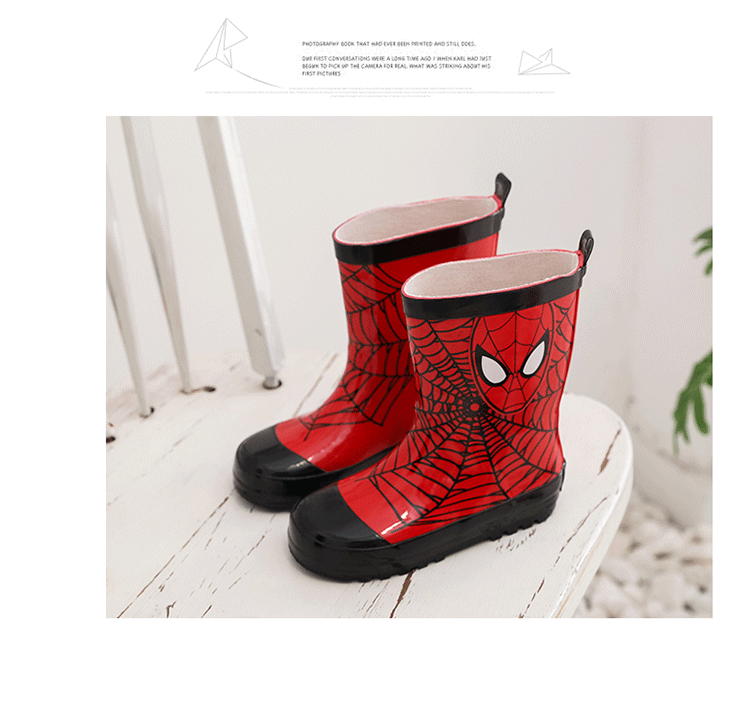 Spider man rain shoes儿童雨鞋雨衣雨伞套装男童蜘蛛侠时尚防滑卡通